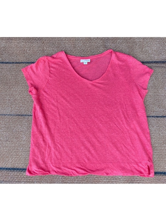 J. Jill Tops - J. Jill love linen short sleeve pink open slit linen tee